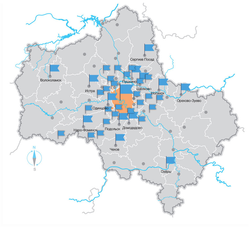 Системы вентиляции  - карта объектов в Москве и Московской области